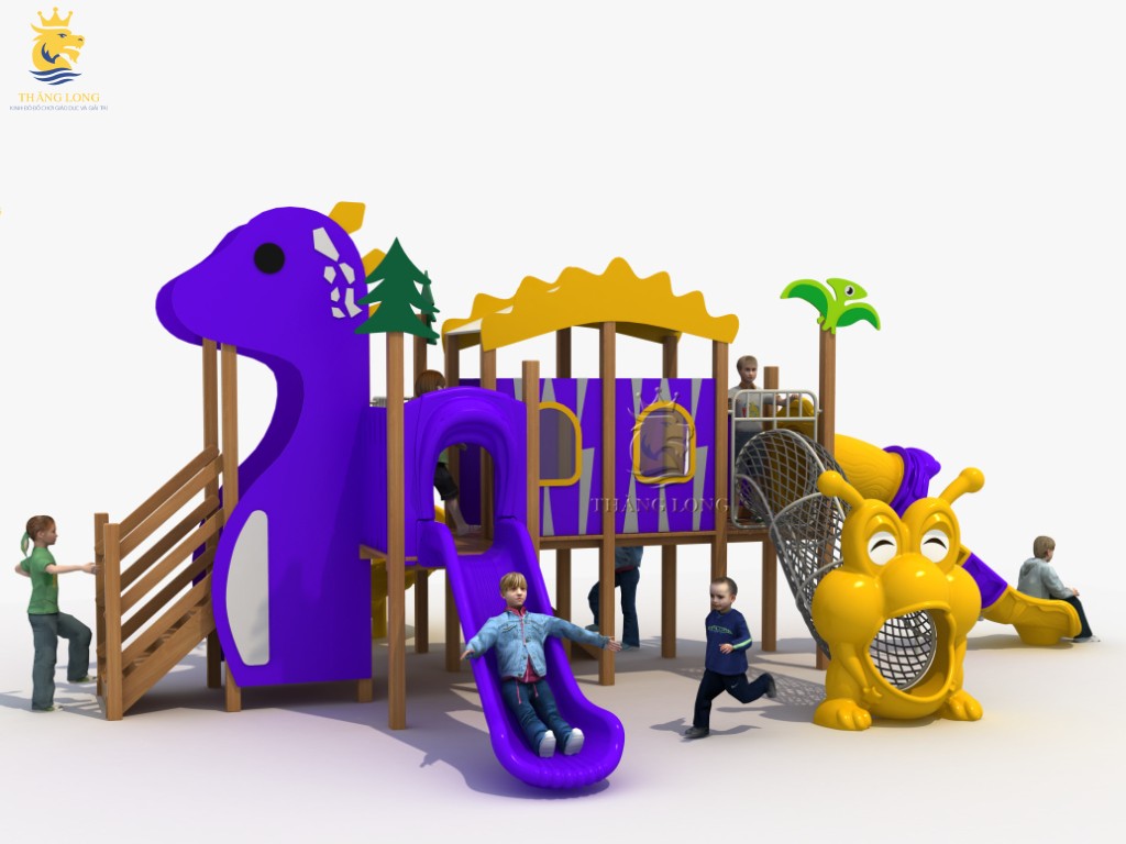 Bộ cầu trượt đa năng thiết kế hình động vật