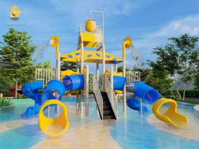 Bộ cầu trượt kết hợp sân chơi nước
