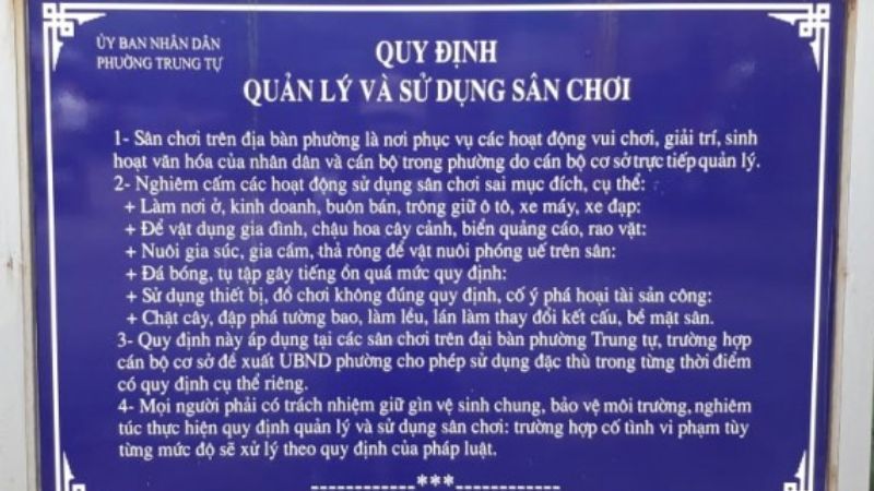 Mẫu bảng nội quy khu vui chơi trẻ em