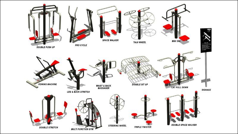 dụng cụ tập thể dục ở công viên