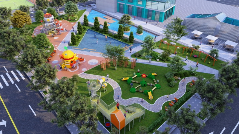 trang trí sân trường mầm non đẹp