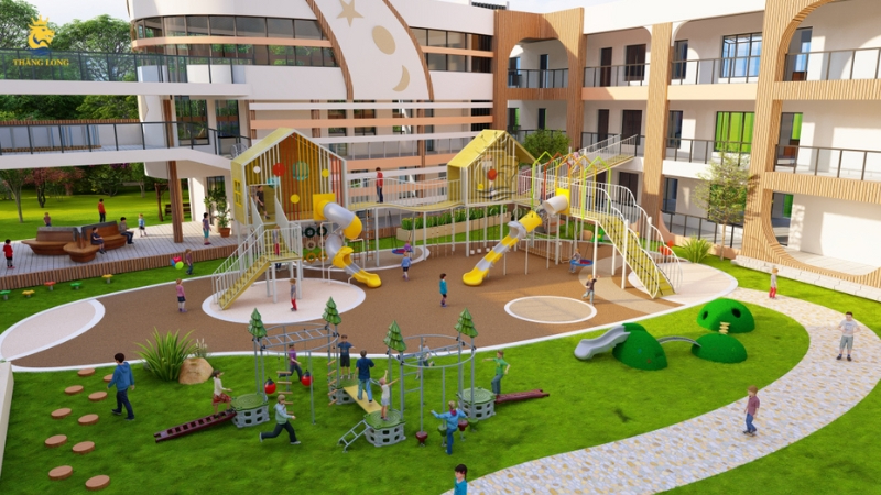 trang trí sân trường mầm non đẹp