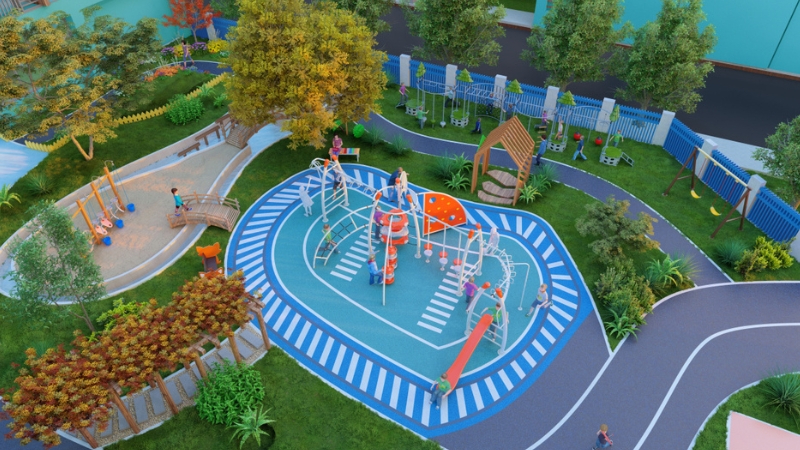 trang trí sân trường mầm non đẹp