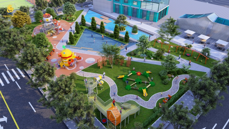 trang trí sân trường mầm non đẹp