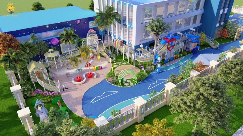 trang trí sân trường mầm non đẹp